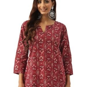 Designer V-Neck Short Straight Kurti with 3Quarter Sleeves